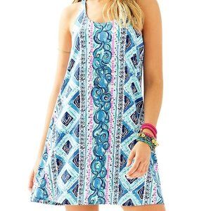 UEC Lilly Pulitzer Lydia Dress Bay Blue Fine Line, Large, Braided Back